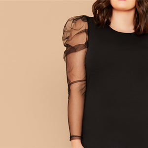 PUFFED SHOULDER  SLEEVE PENCIL DRESS